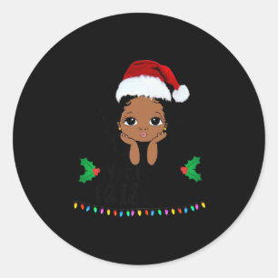 That Melanin Christmas Mrs. Claus Santa Black Peek Classic Round Sticker