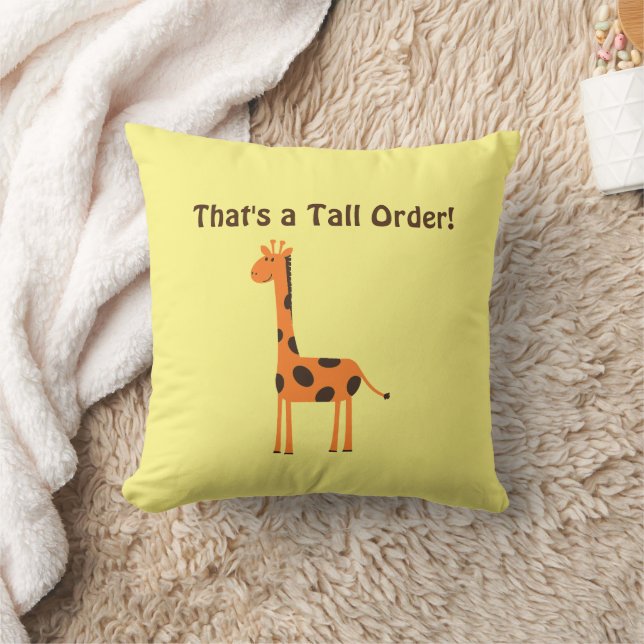 That’s a Tall Order, Funny Orange Giraffe Cartoon Cushion (Blanket)