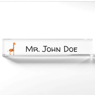 That’s a Tall Order, Funny Orange Giraffe Cartoon Nameplate