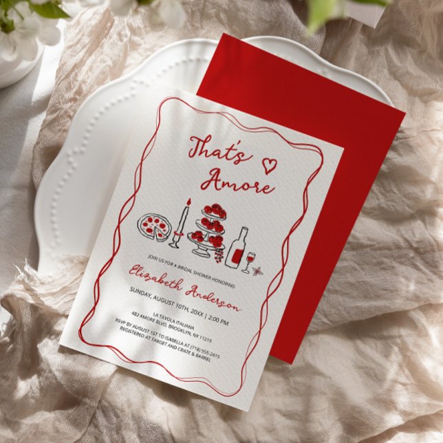 That’s Amore Hand Drawn Italian Red Bridal Shower Invitation (Creator Uploaded)