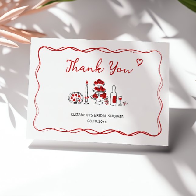 That’s Amore Hand Drawn Italian Red Bridal Shower Thank You Card (Creator Uploaded)