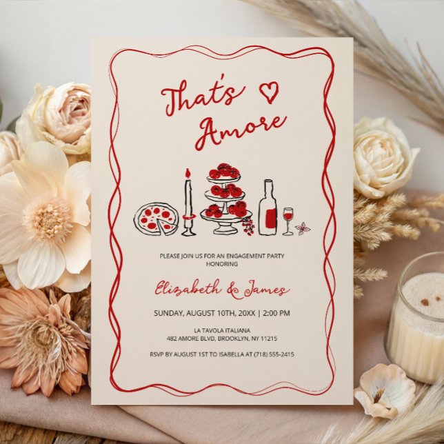 That’s Amore Hand Drawn Red Engagement Party Invitation (Creator Uploaded)