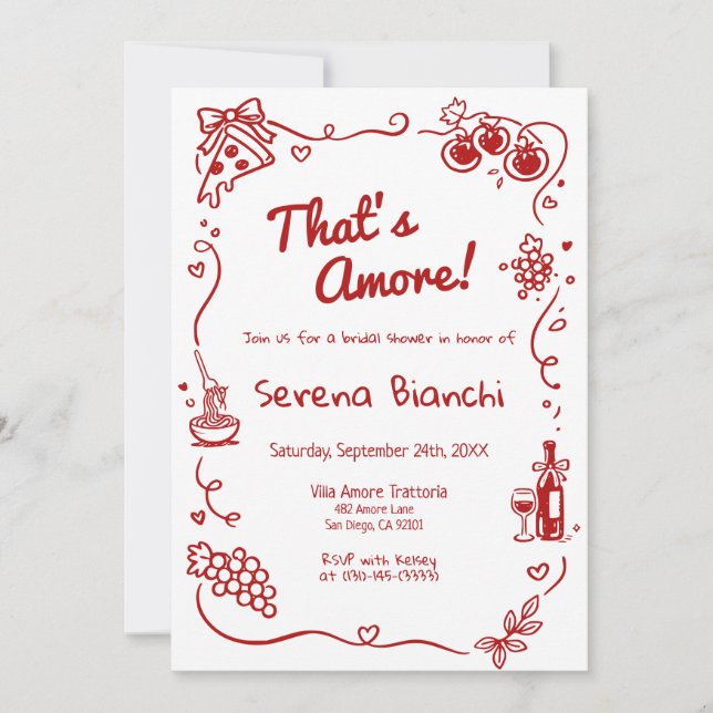 That’s Amore Italian Doodle bridal shower  Invitation (Front)