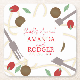 That’s Amore Italian Pasta Wedding Square Paper Coaster