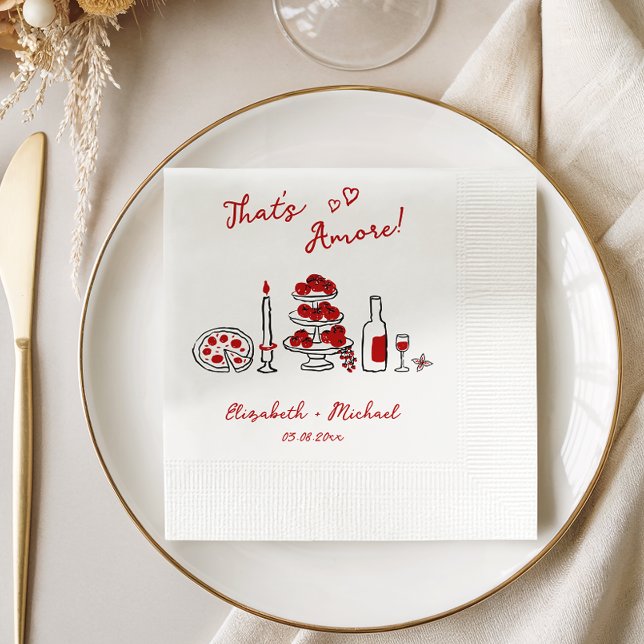 That’s Amore Italian Red Engagement Wedding Napkin (Creator Uploaded)