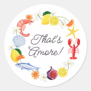 That’s Amore Mediterranean Coastal Bridal Shower Classic Round Sticker
