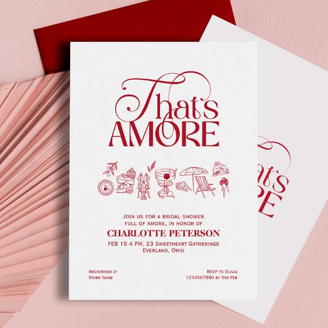 That’s Amore Red Bridal Shower invitation (Creator Uploaded)