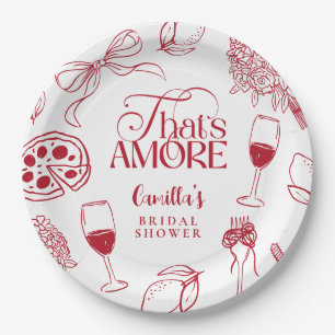 That’s Amore Red Bridal Shower Paper Plate