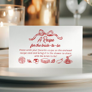 That’s Amore Red Bridal Shower Recipe request Enclosure Card