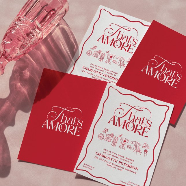That’s Amore Red hand drawn Bridal Shower invite (Creator Uploaded)