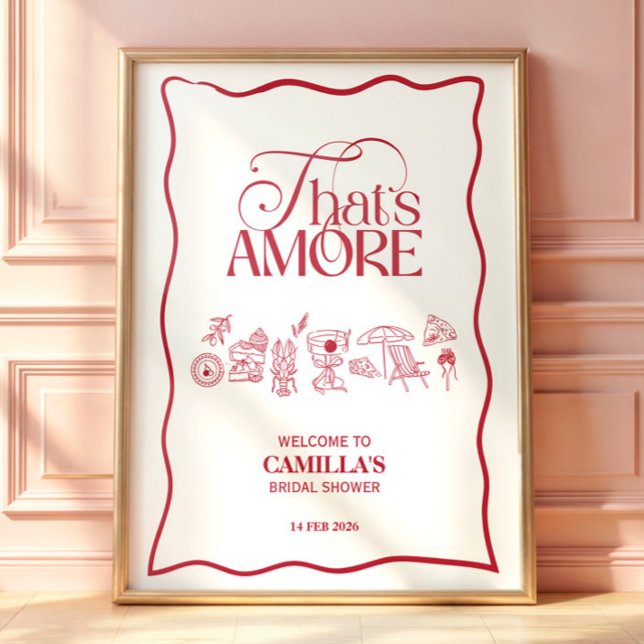 That’s Amore Red hand drawn Bridal Shower poster (Creator Uploaded)