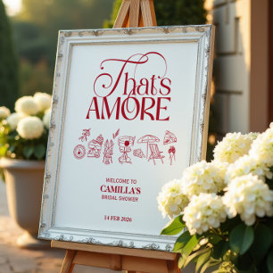 That’s Amore Red hand drawn Bridal Shower Poster