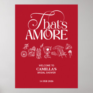 That’s Amore Red hand drawn Bridal Shower Poster