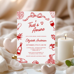 That’s Amore Red Italian Hand Drawn Bridal Shower Invitation