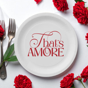 That’s Amore Red script Bridal Shower Paper Plate