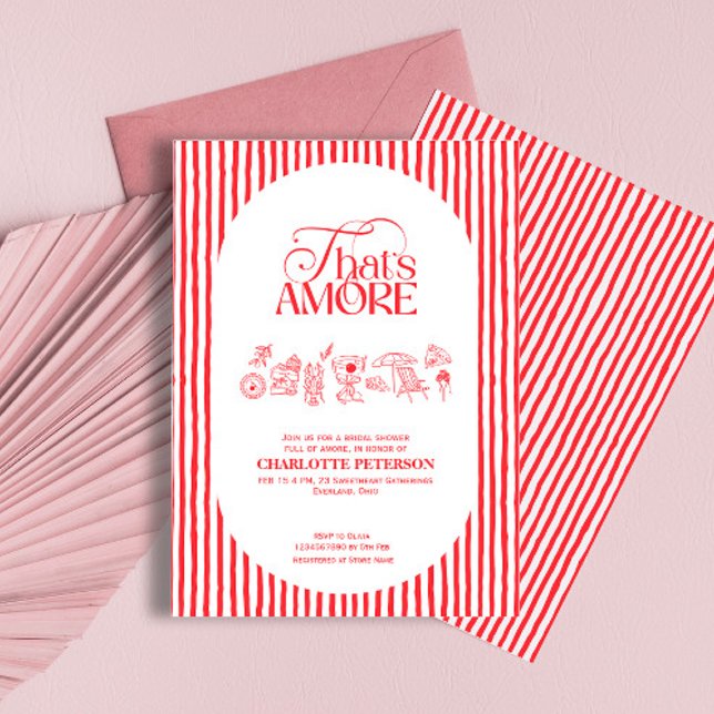 That’s Amore Red stripes Bridal Shower invite (Creator Uploaded)