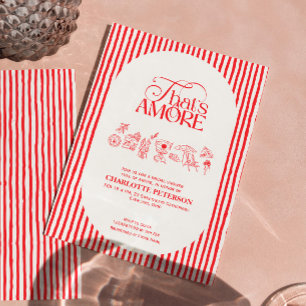 That’s Amore Red stripes Bridal Shower invite