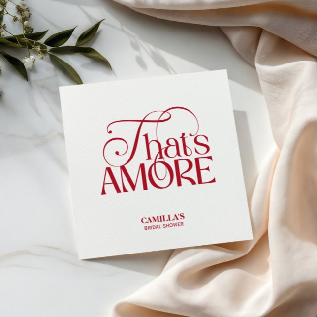 That’s Amore Red typography Bridal Shower napkin (Creator Uploaded)