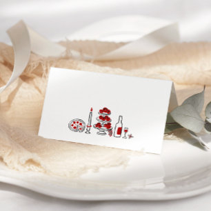 That’s Amore Whimsical Italian Red Bridal Shower Place Card