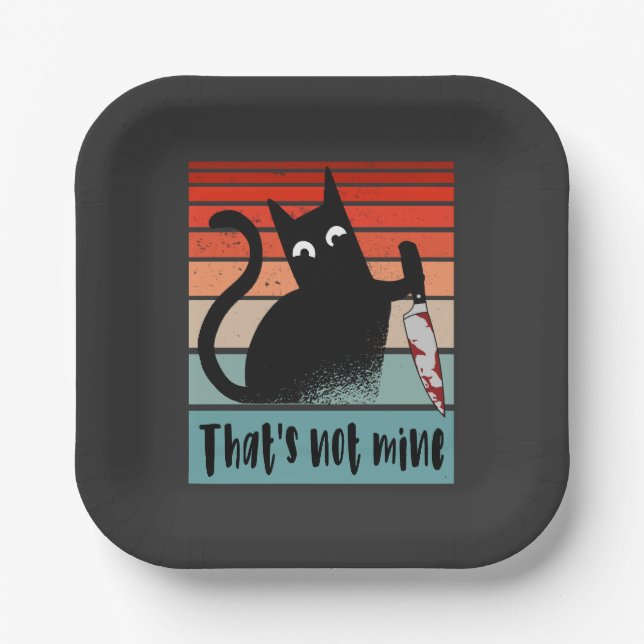 That’s not mine, Innocent Cat with knife Postcard  Paper Plate (Front)