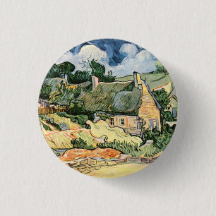 Thatched Cottages at Cordevill Vincent van Gogh 3 Cm Round Badge