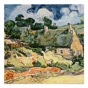 Thatched Cottages at Cordevill Vincent van Gogh Poster