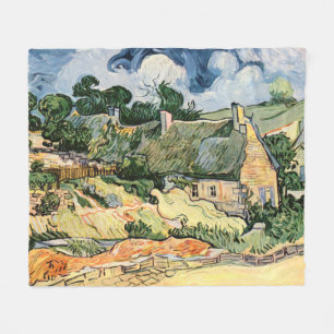 Thatched Cottages at Cordeville Vincent van Gogh Fleece Blanket