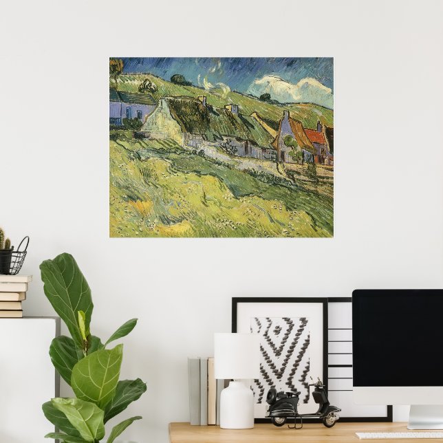Thatched Cottages by Vincent van Gogh Poster (Home Office)