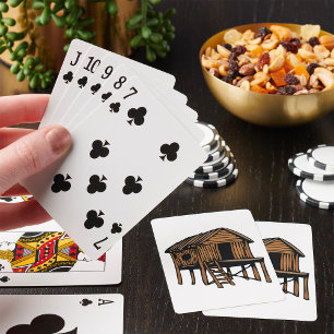 Thatched House Wooden Home Playing Cards