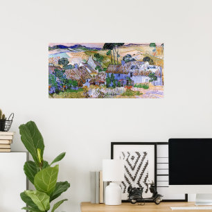 Thatched Roof Cottages by Hill by Vincent van Gogh Poster