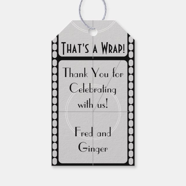 "That's a Wrap" film strip favour tag (Front)