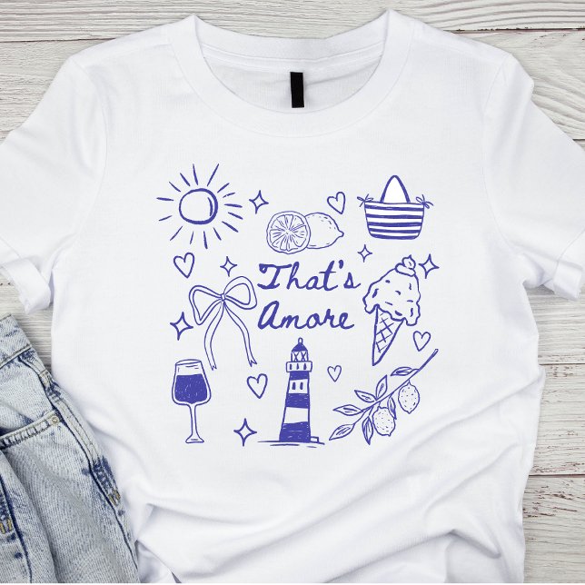 That's Amore Blue Coquette Bow Italian Summer T-Shirt (Creator Uploaded)