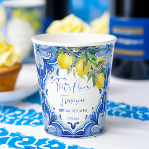 That's amore Blue tile lemon Italian bridal shower Paper Cups