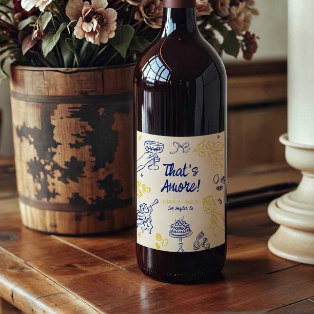 That's Amore! Blue & Yellow  Wine Label (Creator Uploaded)