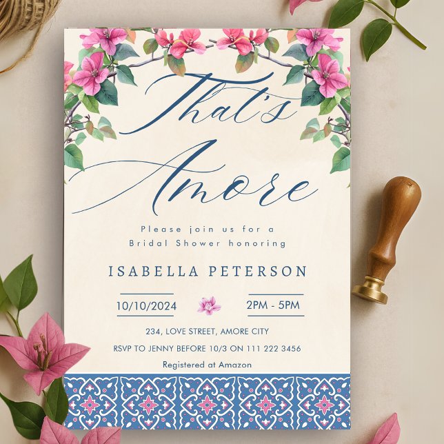 That's Amore Bougainvillea Italian Bridal Shower Invitation (That's Amore Bougainvillea Italian Bridal Shower Invitation)