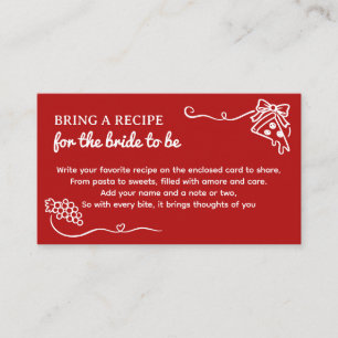 That's Amore Bridal Shower Bring a Recipe  Enclosure Card