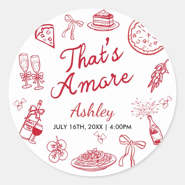 That's Amore Bridal Shower  Classic Round Sticker (Front)