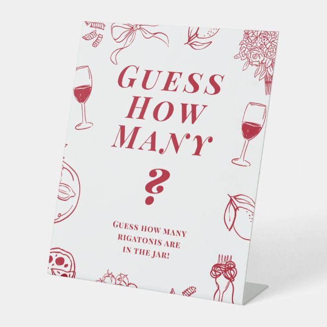 That's Amore Bridal Shower Guess how many Game  Pedestal Sign (Front)