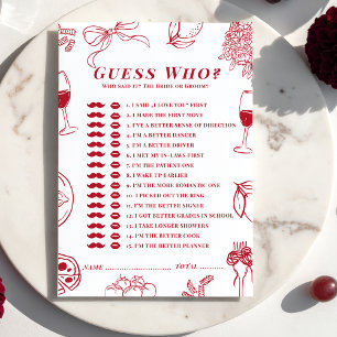 That's Amore Bridal Shower Guess Who Game  Card