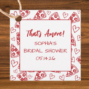 That's Amore Bridal Shower Hand Drawn Pizza Red  Favour Tags