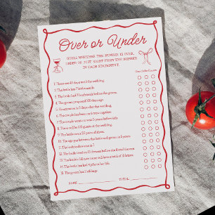 That's Amore Bridal Shower Over or Under Game Card