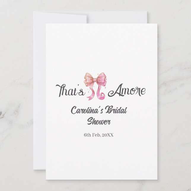 that's amore bridal shower pink retro bow boho nam invitation (Front)