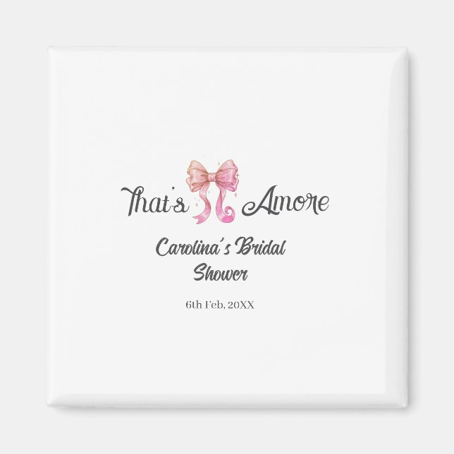 that's amore bridal shower pink retro bow boho nam magnet (Front)