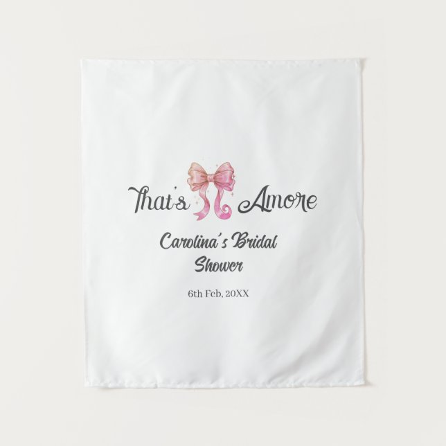 that's amore bridal shower pink retro bow boho nam tapestry (Front)