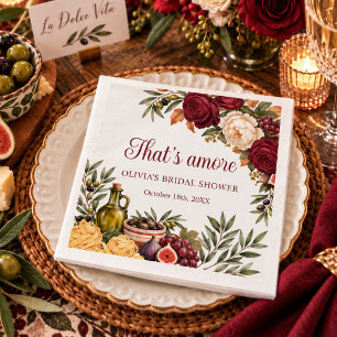 That's Amore Burgundy Olive Italian Bridal Shower Napkin