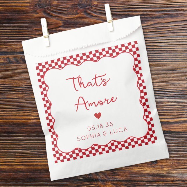 "That's Amore" Chic Red Chequered Italian Wedding Favour Bags (Creator Uploaded)
