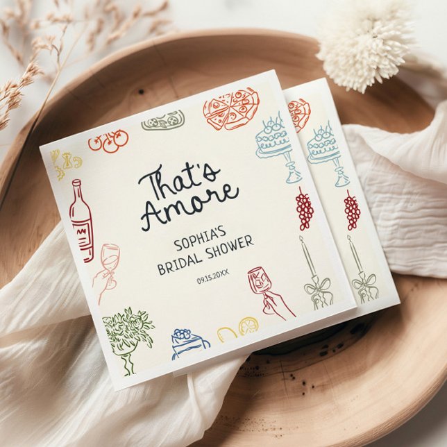 That's Amore Colourful Illustrated Bridal Shower  Napkin (Creator Uploaded)