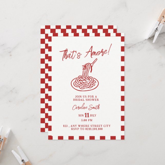 That's Amore! dinner bridal shower invitati Invitation (Front/Back In Situ)