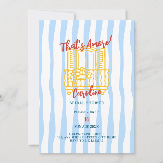 That's amore doodle whimsical bridal shower  invitation (Front)