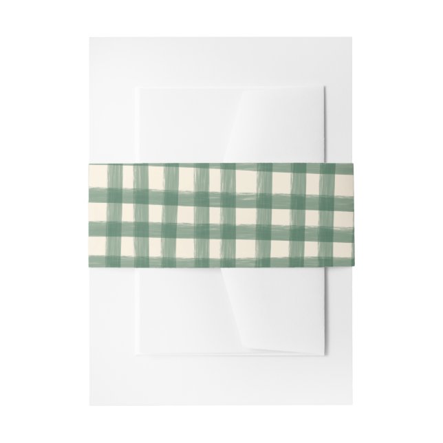 That's Amore Green Plaid Gingham Custom  Invitation Belly Band (Front Example)